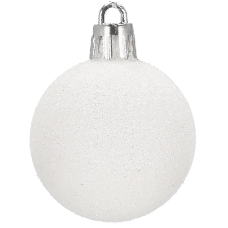 Set globuri de Craciun, 20 bucati, 3 modele, 4cm, alb [2]