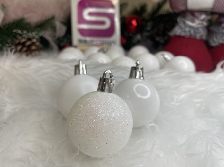 Set globuri de Craciun, 20 bucati, 3 modele, 4cm, alb [15]