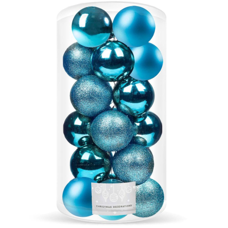 Disponibil livrare locker S - Set globuri de Craciun, 20 bucati, 3 modele, 4cm, albastru