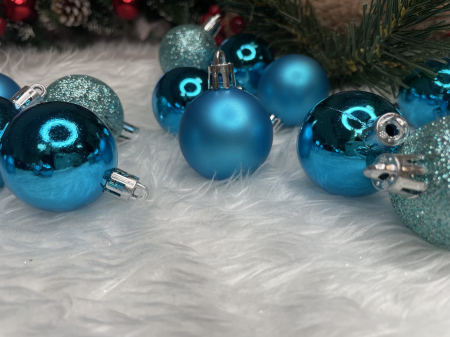 Set globuri de Craciun, 20 bucati, 3 modele, 4cm, albastru [19]