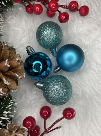 Set globuri de Craciun, 20 bucati, 3 modele, 4cm, albastru [17]