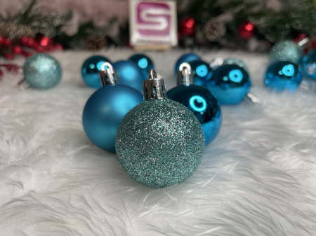 Set globuri de Craciun, 20 bucati, 3 modele, 4cm, albastru [18]
