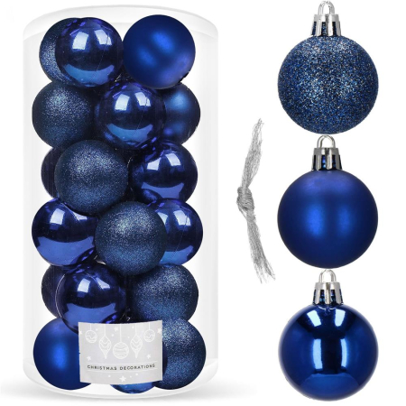 Set globuri de Craciun, 20 bucati, 3 modele, 4cm, albastru inchis [8]