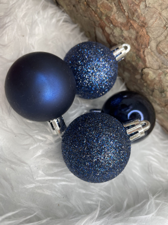 Set globuri de Craciun, 20 bucati, 3 modele, 4cm, albastru inchis [12]