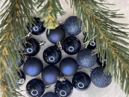 Set globuri de Craciun, 20 bucati, 3 modele, 4cm, albastru inchis [10]