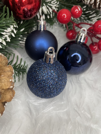 Set globuri de Craciun, 20 bucati, 3 modele, 4cm, albastru inchis [15]