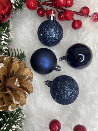 Set globuri de Craciun, 20 bucati, 3 modele, 4cm, albastru inchis [13]