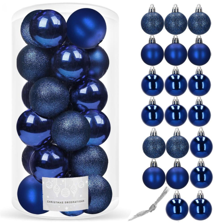 Set globuri de Craciun, 20 bucati, 3 modele, 4cm, albastru inchis [7]