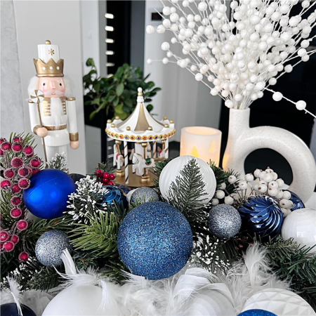 Set globuri de Craciun, 20 bucati, 3 modele, 4cm, albastru marin [13]