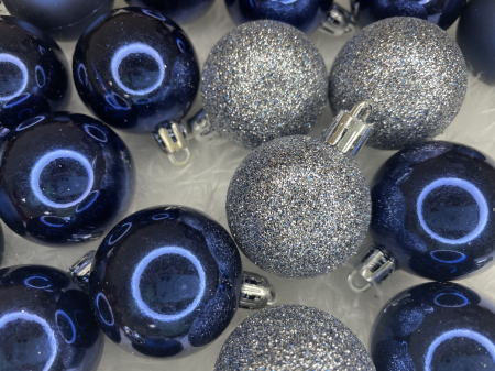 Set globuri de Craciun, 20 bucati, 3 modele, 4cm, albastru marin [16]