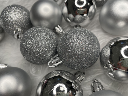Set globuri de Craciun, 20 bucati, 3 modele, 4cm, argintiu [18]