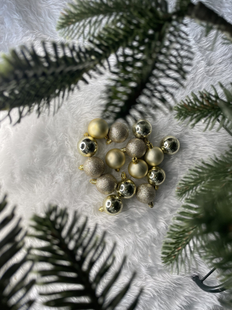 Set globuri de Craciun, 20 bucati, 3 modele, 4cm, argintiu rose [14]