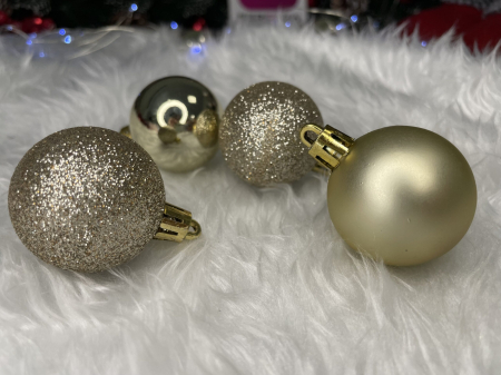 Set globuri de Craciun, 20 bucati, 3 modele, 4cm, argintiu rose [12]