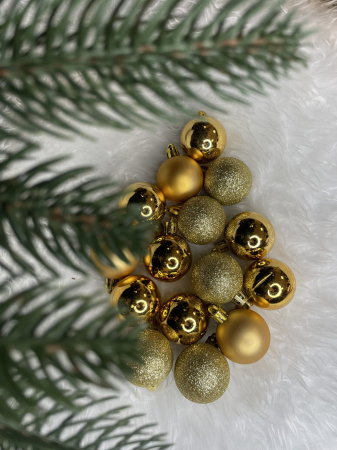 Set globuri de Craciun, 20 bucati, 3 modele, 4cm, auriu [18]