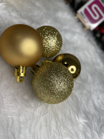 Set globuri de Craciun, 20 bucati, 3 modele, 4cm, auriu [14]