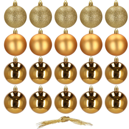 Set globuri de Craciun, 20 bucati, 3 modele, 4cm, auriu [12]