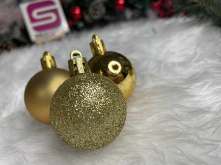 Set globuri de Craciun, 20 bucati, 3 modele, 4cm, auriu [15]
