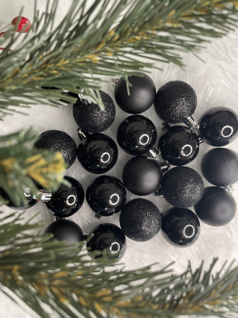 Set globuri de Craciun, 20 bucati, 3 modele, 4cm, negru [12]