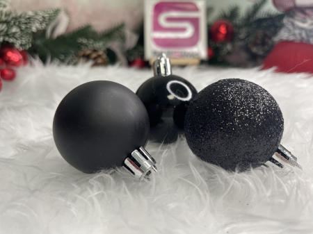 Set globuri de Craciun, 20 bucati, 3 modele, 4cm, negru [17]