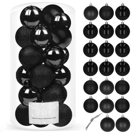 Set globuri de Craciun, 20 bucati, 3 modele, 4cm, negru [8]