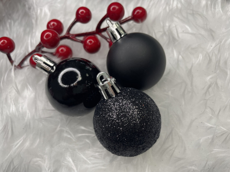 Set globuri de Craciun, 20 bucati, 3 modele, 4cm, negru [19]