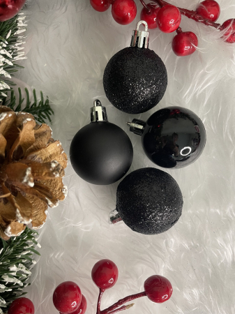 Set globuri de Craciun, 20 bucati, 3 modele, 4cm, negru [13]