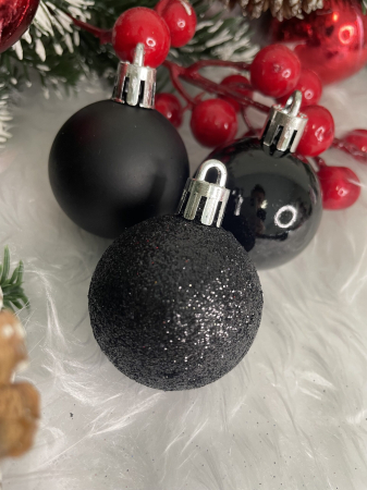 Set globuri de Craciun, 20 bucati, 3 modele, 4cm, negru [14]