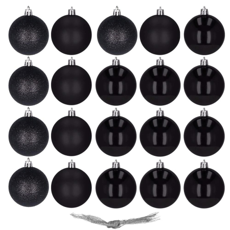 Set globuri de Craciun, 20 bucati, 3 modele, 4cm, negru [1]