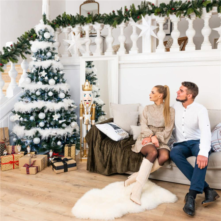 Set globuri de Craciun, 20 bucati, 5 modele, 6cm, alb [11]