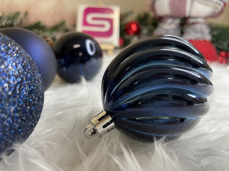 Set globuri de Craciun, 20 bucati, 5 modele, 6cm, albastru inchis [21]