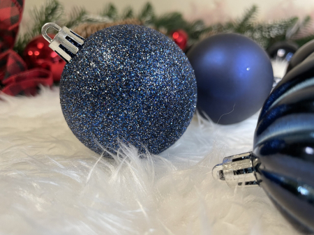 Set globuri de Craciun, 20 bucati, 5 modele, 6cm, albastru inchis [22]