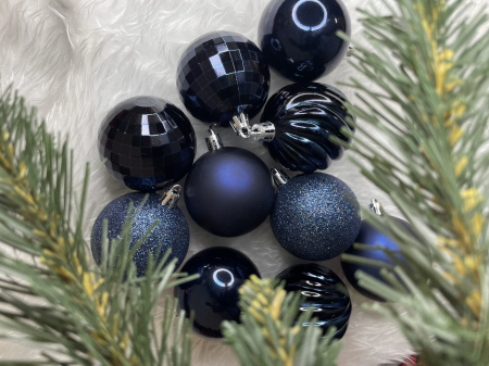 Set globuri de Craciun, 20 bucati, 5 modele, 6cm, albastru inchis [15]