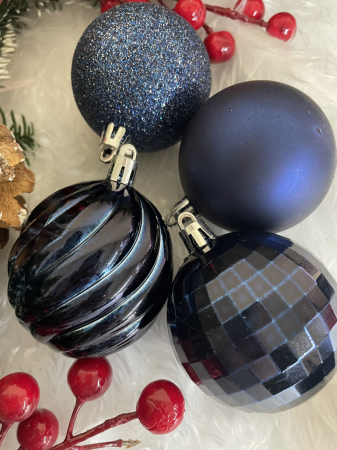 Set globuri de Craciun, 20 bucati, 5 modele, 6cm, albastru inchis [17]