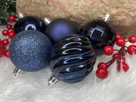 Set globuri de Craciun, 20 bucati, 5 modele, 6cm, albastru inchis [16]