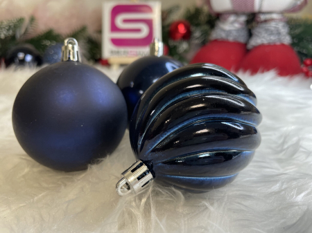 Set globuri de Craciun, 20 bucati, 5 modele, 6cm, albastru inchis [19]