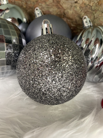 Set globuri de Craciun, 20 bucati, 5 modele, 6cm, argintiu [18]