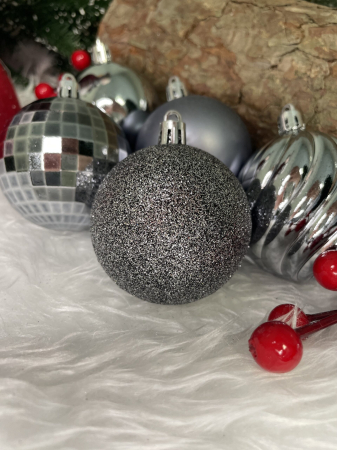 Set globuri de Craciun, 20 bucati, 5 modele, 6cm, argintiu [17]