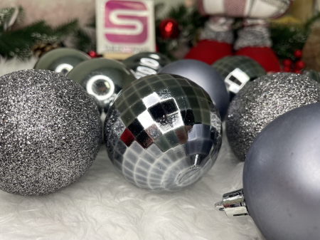 Set globuri de Craciun, 20 bucati, 5 modele, 6cm, argintiu [15]