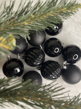 Set globuri de Craciun, 20 bucati, 5 modele, 6cm, negru [16]