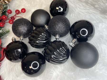 Set globuri de Craciun, 20 bucati, 5 modele, 6cm, negru [14]