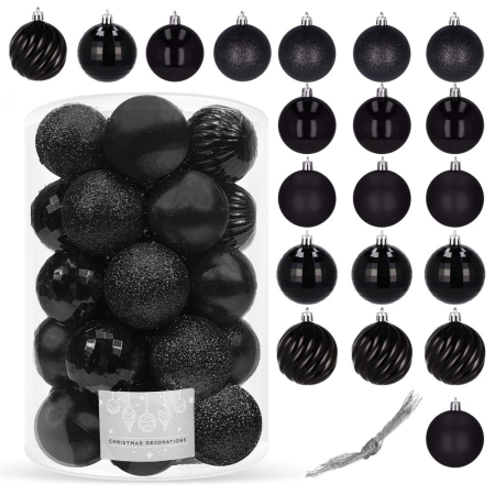 Set globuri de Craciun, 20 bucati, 5 modele, 6cm, negru [9]