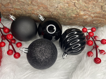 Set globuri de Craciun, 20 bucati, 5 modele, 6cm, negru [17]