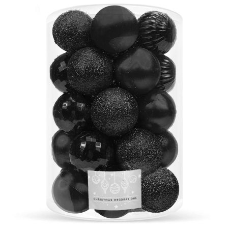 Disponibil livrare locker S - Set globuri de Craciun, 20 bucati, 5 modele, 6cm, negru