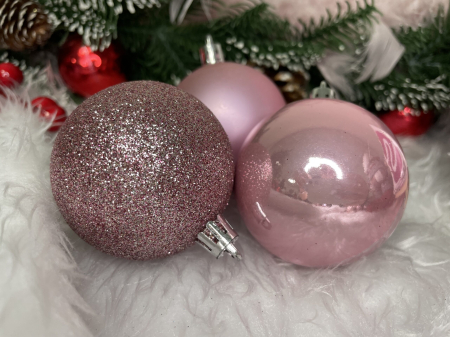 Set globuri de Craciun, 20 bucati, 5 modele, 6cm, roz [18]
