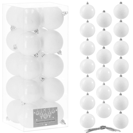 Set globuri de Craciun, 20 bucati, 6cm, alb perlat [3]