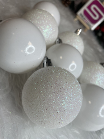 Set globuri de Craciun, 20 bucati, 6cm, alb perlat [10]