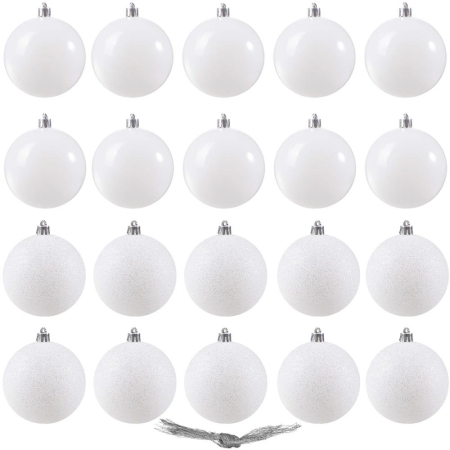 Set globuri de Craciun, 20 bucati, 6cm, alb perlat [2]
