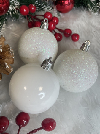 Set globuri de Craciun, 20 bucati, 6cm, alb perlat [15]
