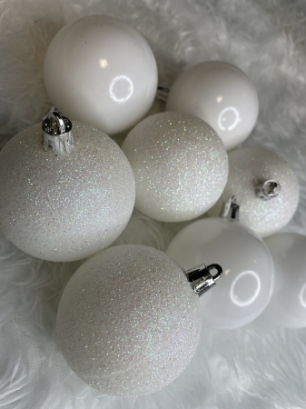 Set globuri de Craciun, 20 bucati, 6cm, alb perlat [16]