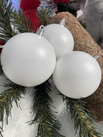 Set globuri de Craciun, 20 bucati, 8cm, alb mat [15]